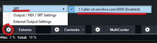 Opción de salida en vMix